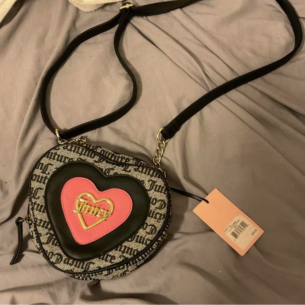 Juicy Couture Heart Crossbody Bag in Black and Pink